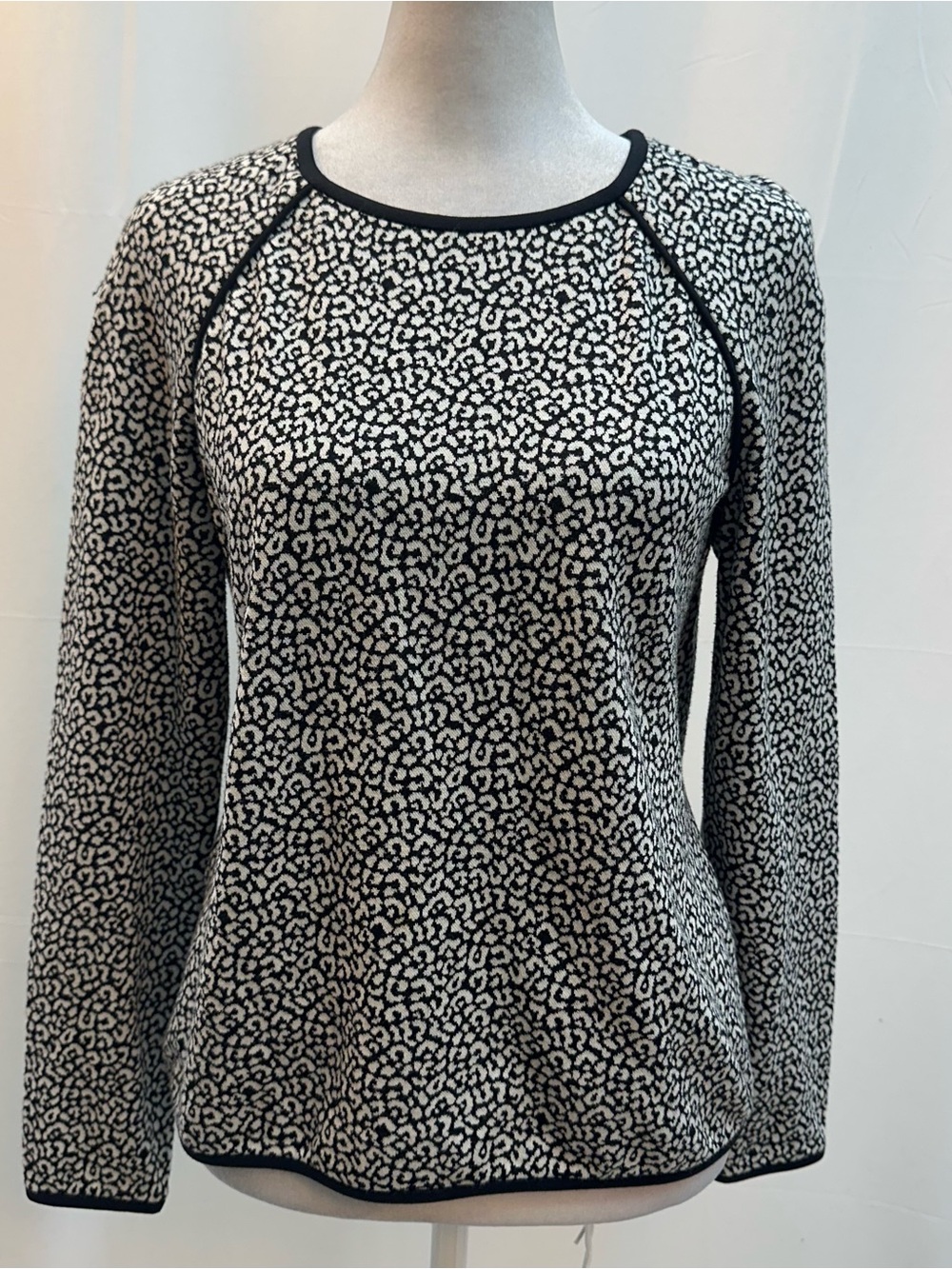 WHIT Black & White Animal-Print Crewneck Sweater